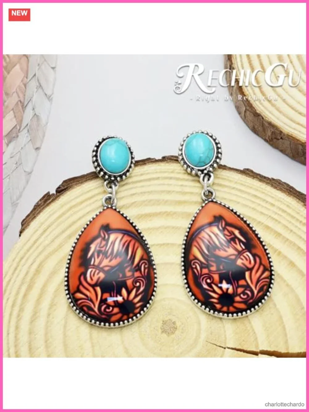 Western Cowgirl Boots Earrings Turquoise Dangle Drop Rodeo Boho